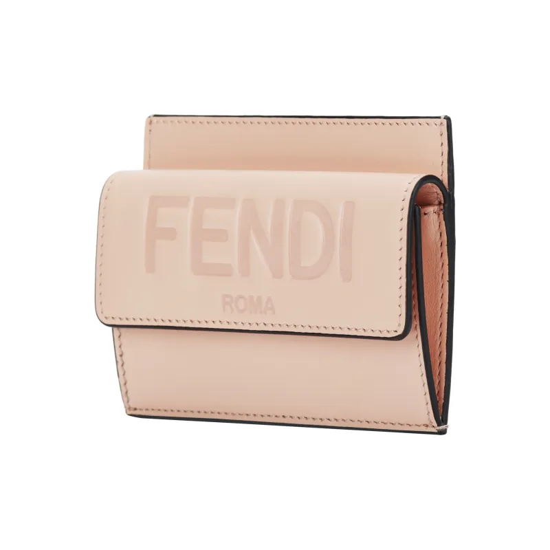 FENDI Calfskin Card Holder, Wallet Women's Light Pink Red-1