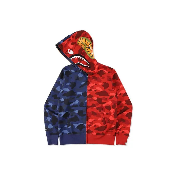Bape Color Camo Tiger Shark Half Full Zip Hoodie SS21-0