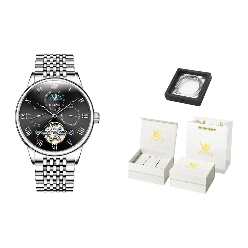 OLEVS Wisdom Series Mechanical Movement Watch Men's Watches White Dial-5