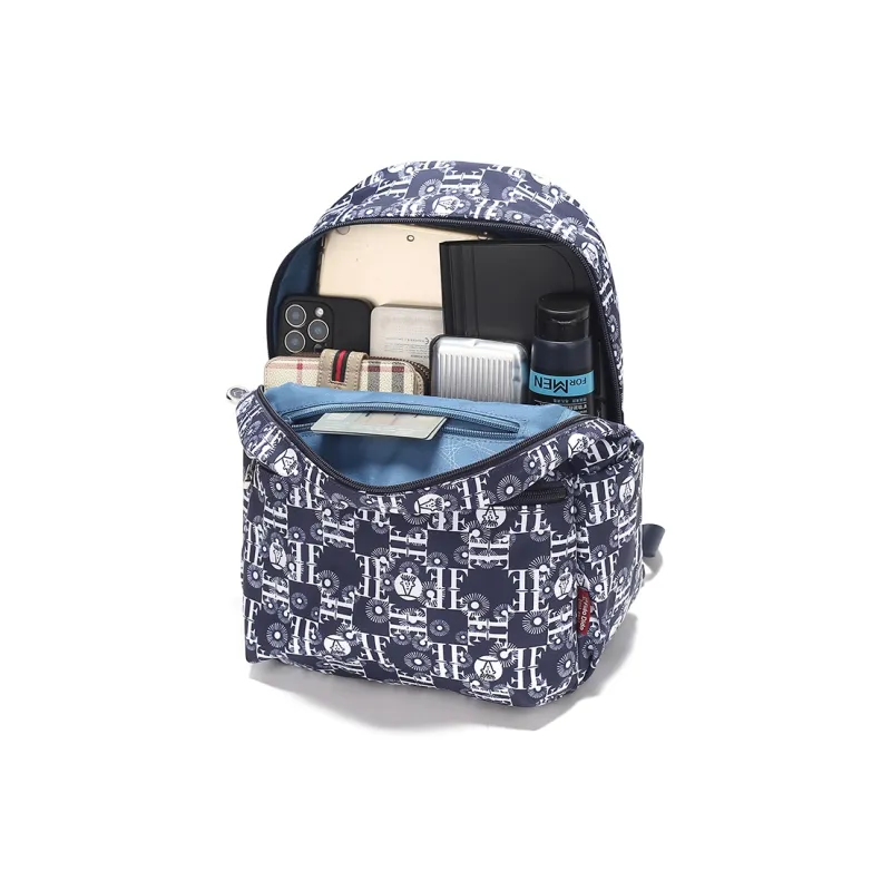 FIDO DIDO Oxford Backpack Medium Size Women's Ecru/Blue-7