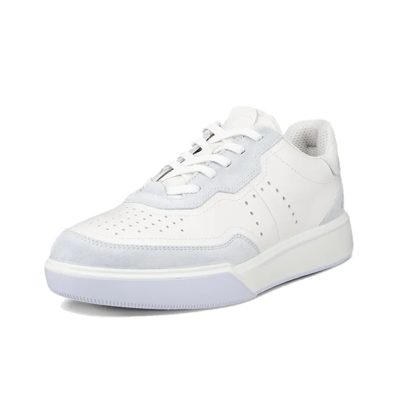 Ecco Street Court Slip Resistant Low Top Casual Shoes Women's White Blue-1