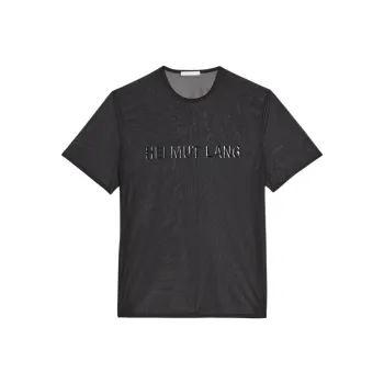 Helmut Lang Logo Printed Sheer Crewneck T Shirt