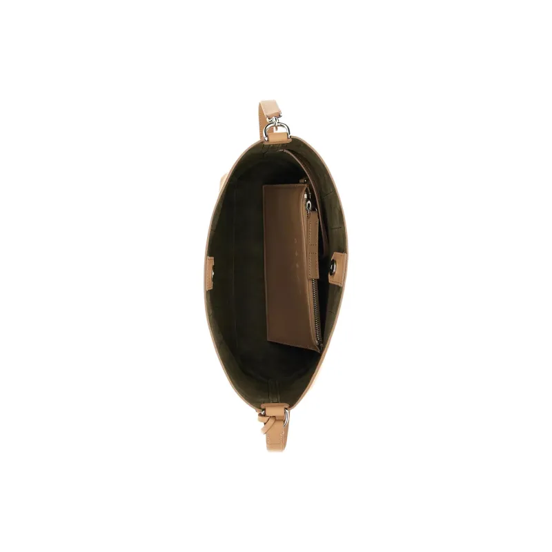 HOGAN Leather HOBO Bag Shoulder Bag Small Size Women's Beige-4