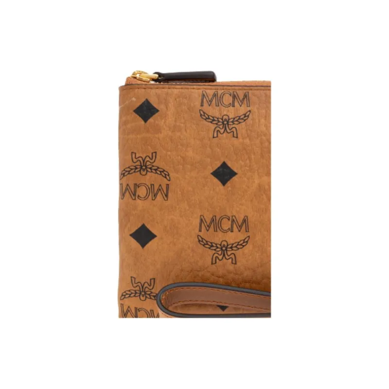 MCM Ottomar Visetos Canvas Clutch Mini Women's Cognac-3