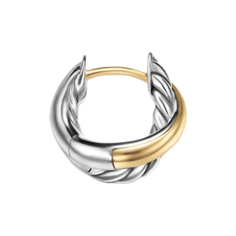 David Yurman 18kt Yellow Gold Crossover Hoop Earrings-3