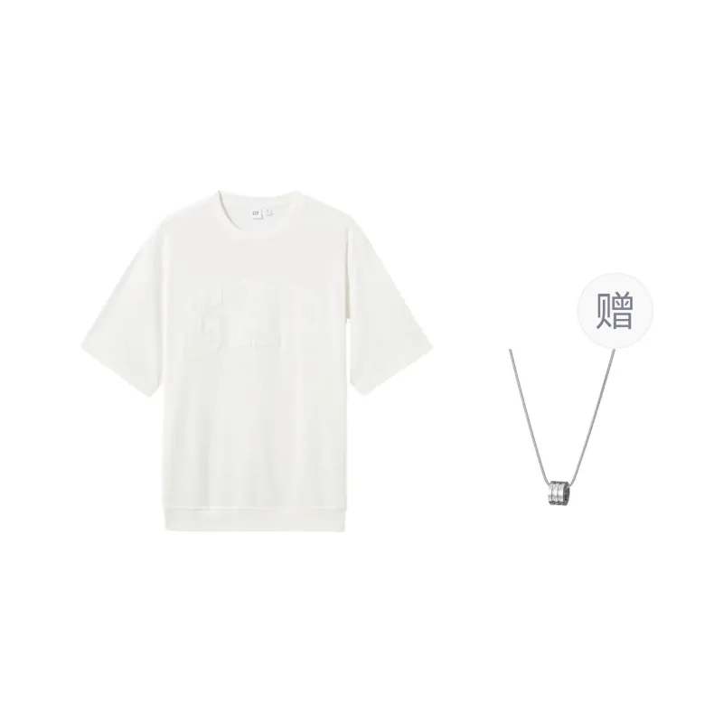 GAP T-Shirts Unisex White+Necklace-0