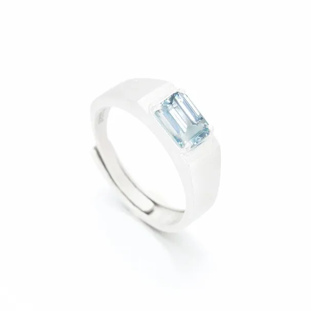 AIDAQIAN Natural S925 Silver Ring, Open And Adjustable Men's-3