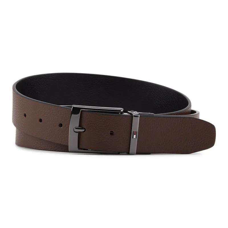Tommy Hilfiger Split Cow Leather Belts Men's Black Brown 3.5cm-1