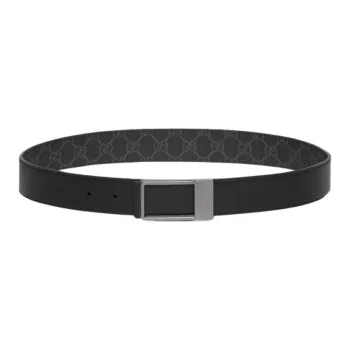 GUCCI Canvas Leather Belts Men's Black  