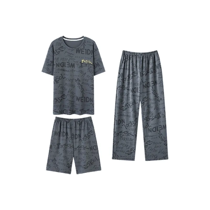 Floating Light Islands Pajama Set Men's Dark Gray-1