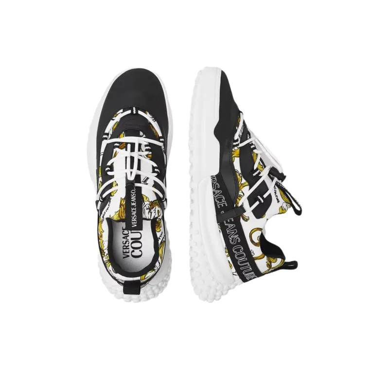VERSACE JEANS COUTURE Outline Barocco Hiver Low Top Casual Shoes Men's Black-3