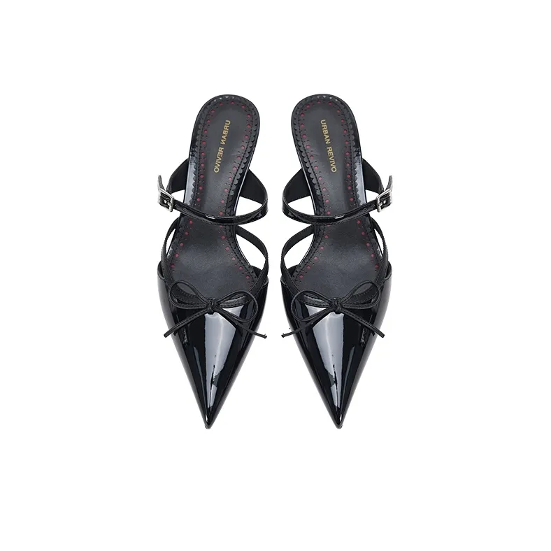 URBAN REVIVO Kitten And Casual Single Shoes Women's Black-2
