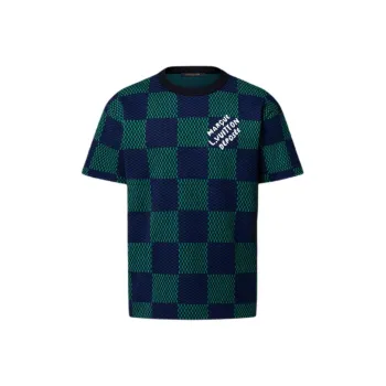 LOUIS VUITTON Jacquard Damier Short Sleeved Cotton Crewneck