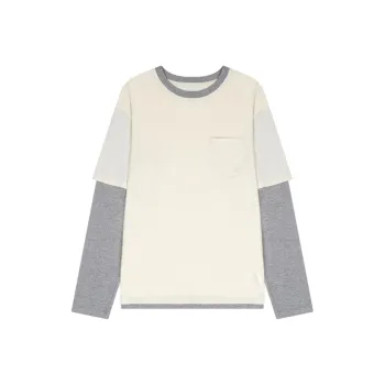 Safarispot ONE POCKET LAYERED LONG SLEEVE TEE T-Shirt Unisex Ivory Gray/Ivory Gray