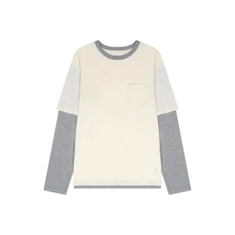 Safarispot ONE POCKET LAYERED LONG SLEEVE TEE T-Shirt Unisex Ivory Gray/Ivory Gray-0