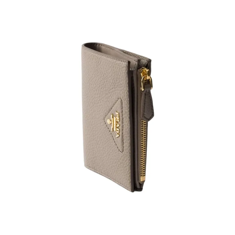 PRADA Vitello Dino Leather Wallet Mini Men's Gray-2