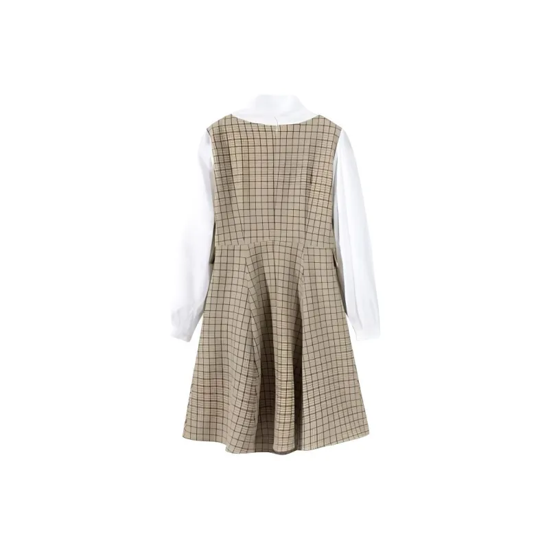 EICHITOO Long Sleeved Dress Women's Light Green Plaid 20-1