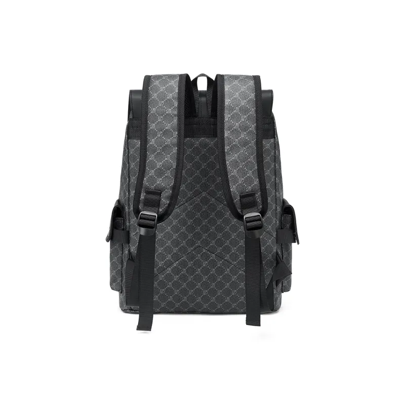 CORALDAISY Synthetic Leather Backpack Regular Men's Vintage Black-4