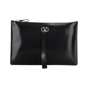 Valentino Calfskin Clutch Unisex Black