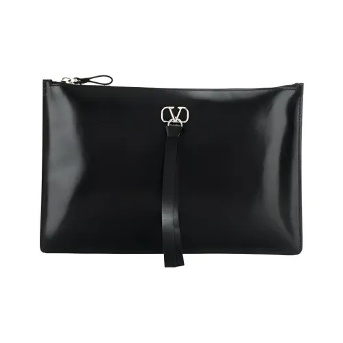 Valentino Calfskin Clutch Unisex Black