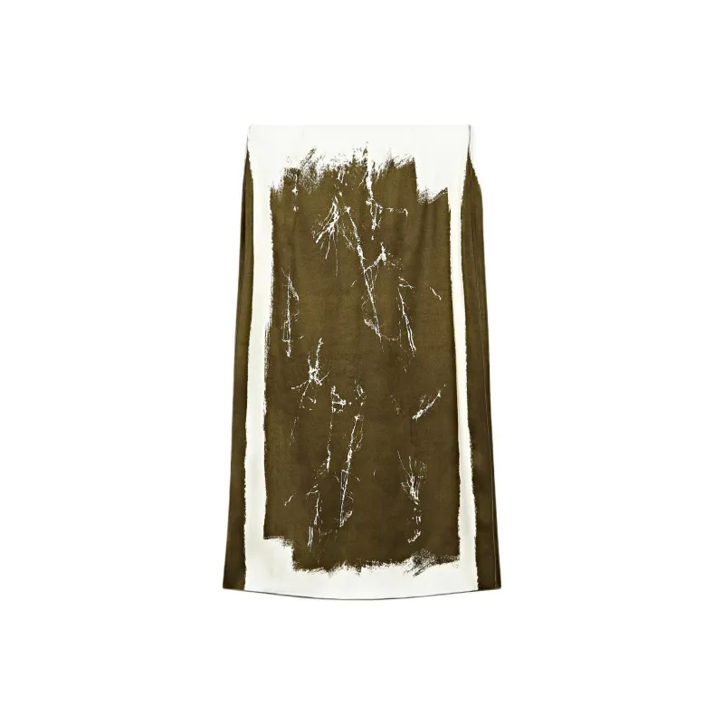 Massimo Dutti Casual Long Skirts Women's Dark Green-1