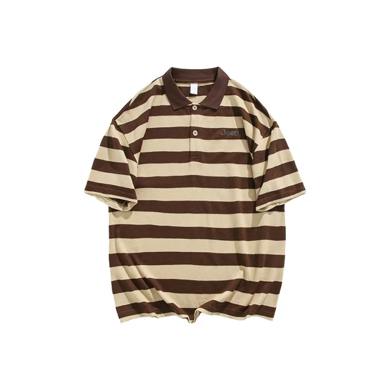 Jeep Raglan Sleeve Loose Fit Polo Neck Short Sleeved T Shirts Unisex-2