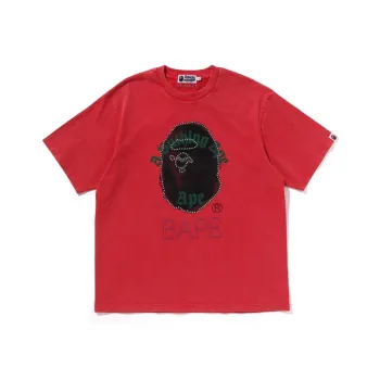 A BATHING APE Garment Dye Rhinestone Ape Head Relaxed Fit Tee