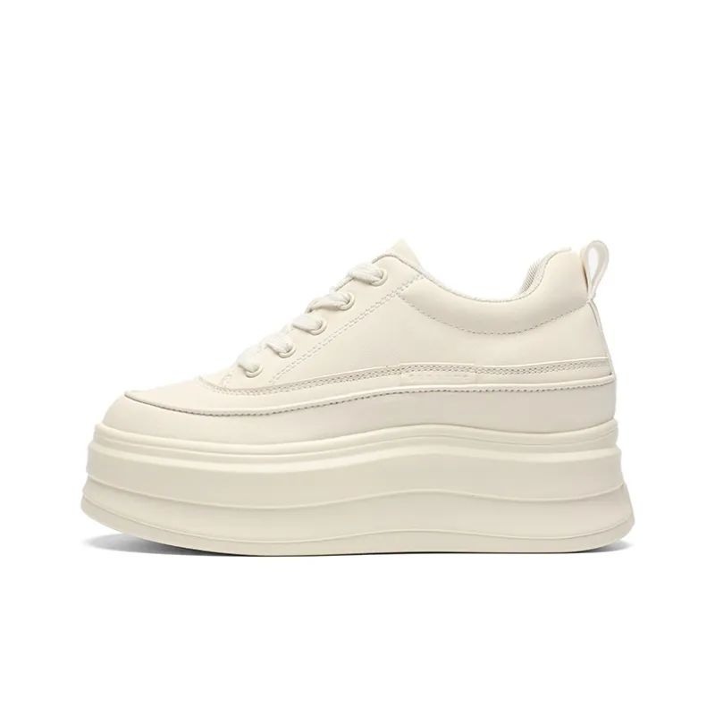 ZHR Skateboard Shoes Women's Low Top Beige, Beige Black-0