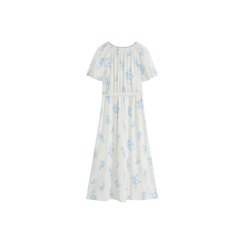 Inman Short Sleeved Dress Women's Blue Floral-1