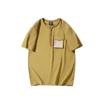MOBI GARDEN Straight Fit Short Sleeved T Shirts Unisex Yellow Mud