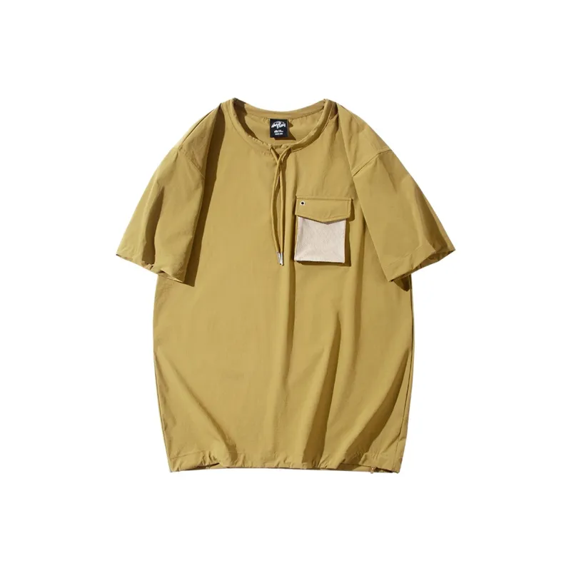 MOBI GARDEN Straight Fit Short Sleeved T Shirts Unisex Yellow Mud-0