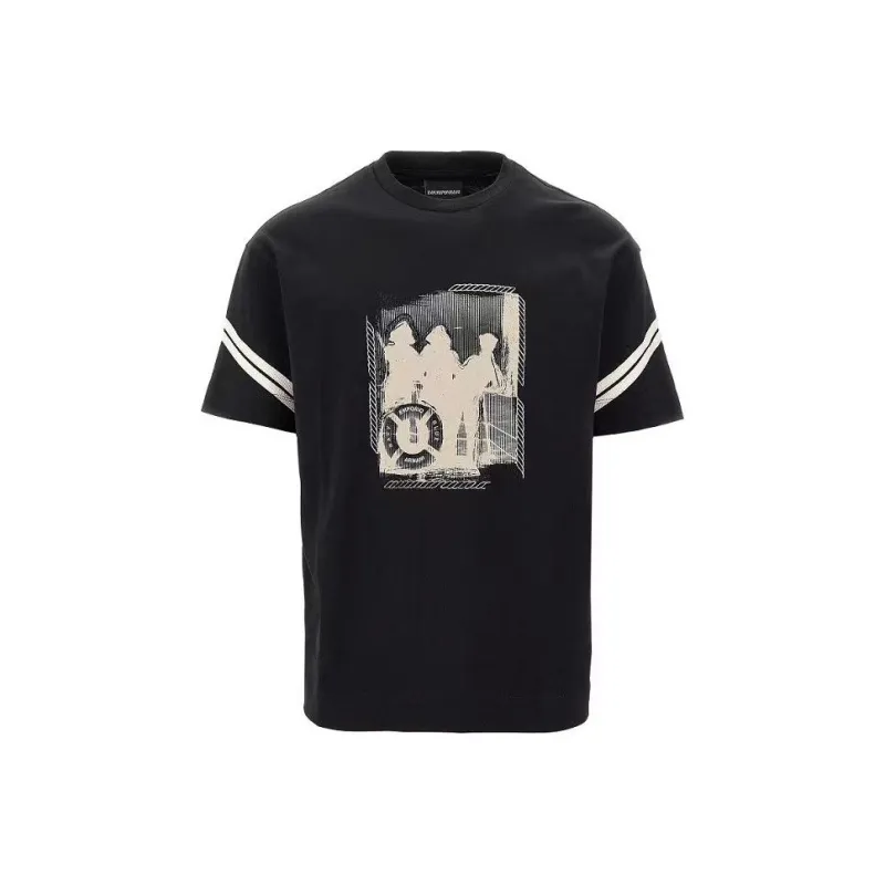 EMPORIO ARMANI Drop Shoulder Sleeve T Shirt Men's Black-0