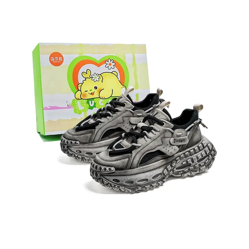 Budding Bear Height Increasing Abrasion Resistant Lightweight Breathable Slip Resistant Low Top Chunky Sneakers Unisex-12