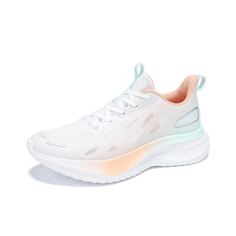 QIAODAN Cushioned Wear Resistant Breathable Low Top Casual Running Shoes Women's White Pink-2