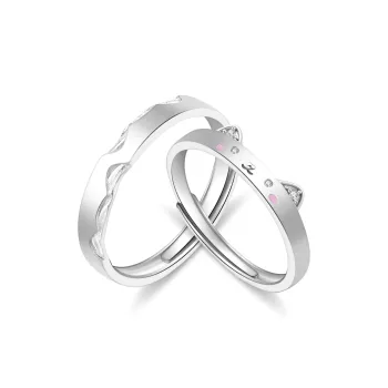 Lao Feng Xiang S925 Sterling Silver Ring Pair Unisex