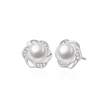 Lao Feng Xiang Pearl Stud Earrings Women's