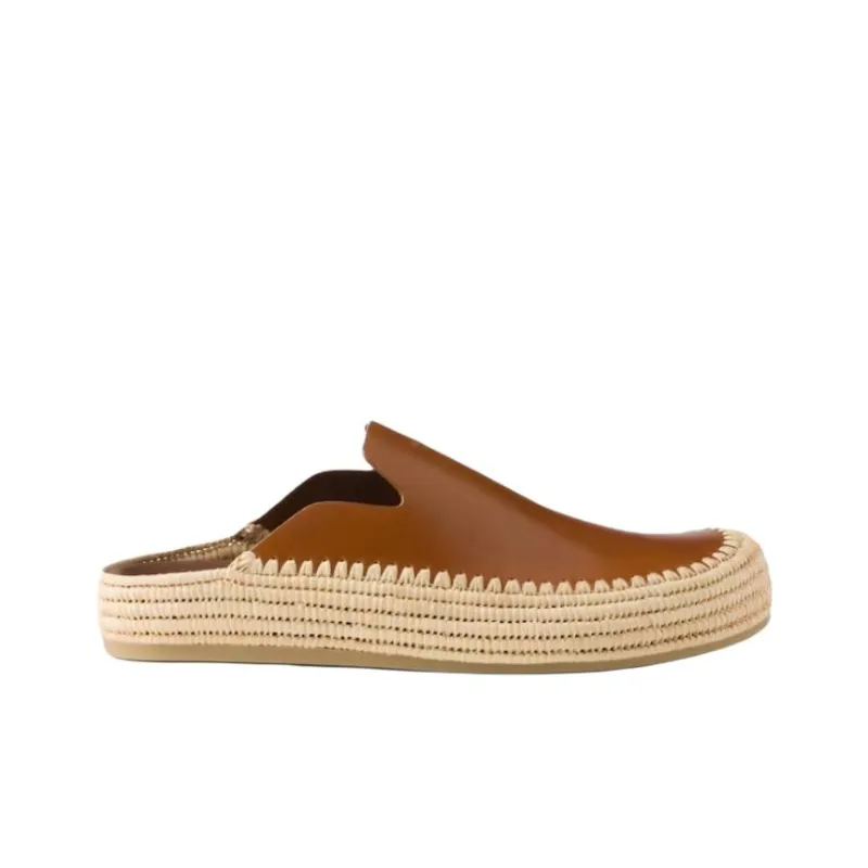 PRADA Rubber Sole Slip Resistant Closed Toe Slippers Men's Brown-1