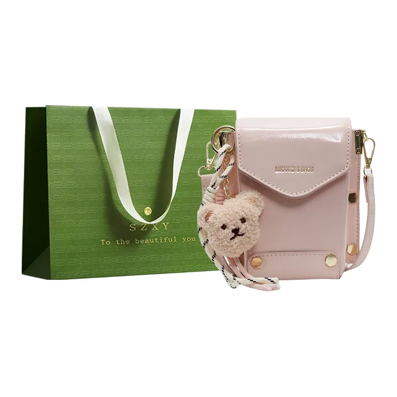 Three Ducklings PU Shoulder Bag Regular Women's Black/Pink/Ecru/Coffee-5