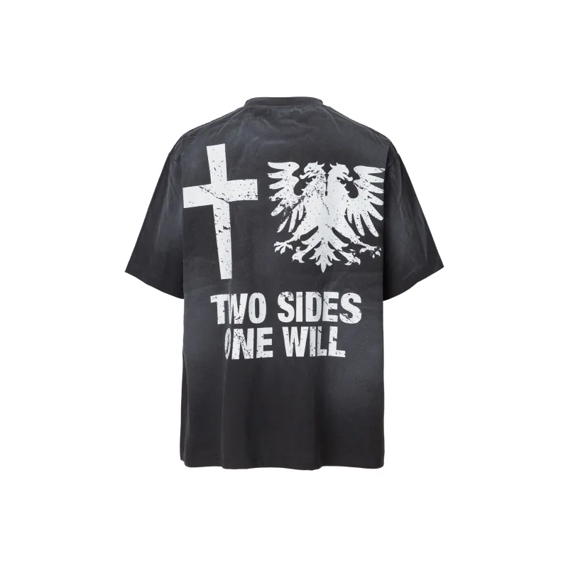 FIRE 2 COLD EGO Short Sleeved Unisex Distressed Dark Gray-1