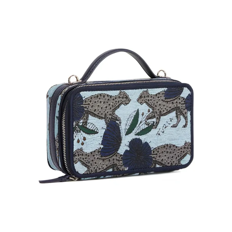 Furla Babylon Leather Camera Bag Handbag Shoulder Bag Crossbody Bag Mini Women's Black & Blue-1