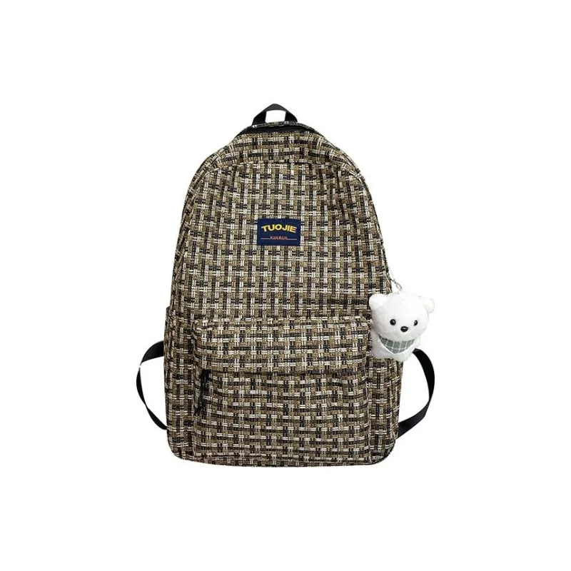 URBAN FOREST Nylon Backpack Unisex Ecru/Red/Dark Brown/Blue-8