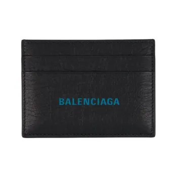 Balenciaga Calfskin Card Holder Card Holder Men's Black & Sky Blue
