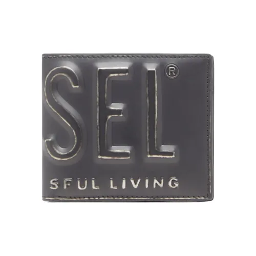 DIESEL Double Layer Polyurethane Wallet Men's Black