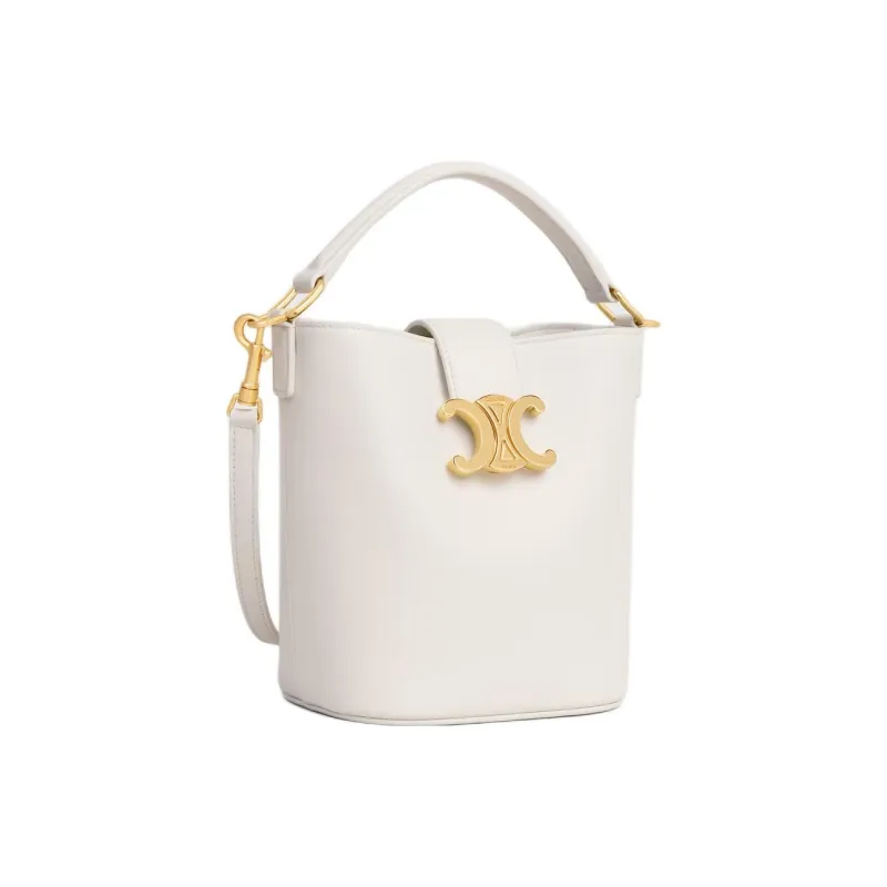 CELINE Calfskin Bucket Bag, One Shoulder Handbag Mini Women's Beige-1