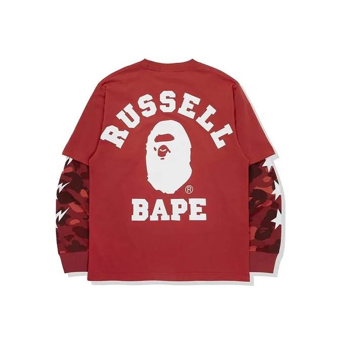 Bape X Russell Color Camo College Layered L/S Tee-4