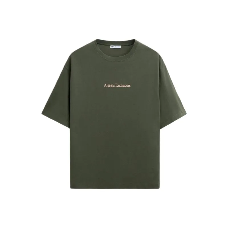ZARA T-Shirts Men Dark Green-0