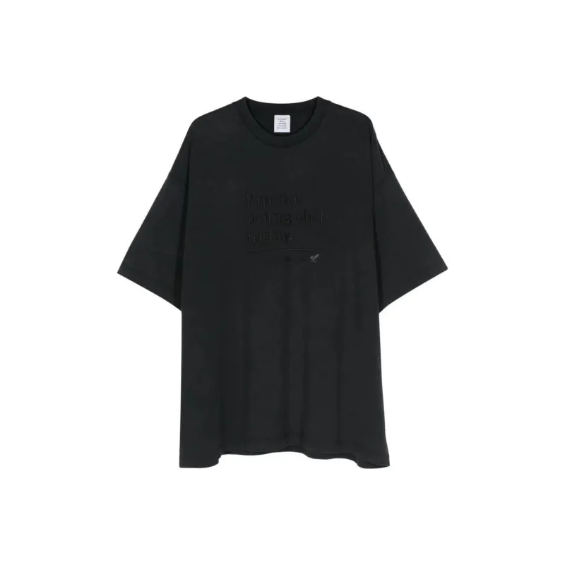 Vetements Slogan Embroidered Crewneck T-Shirt-0