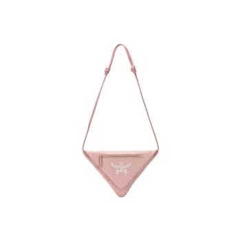 MCM Soft Leather Triangle Crossbody Clutch Bag Women's Pink