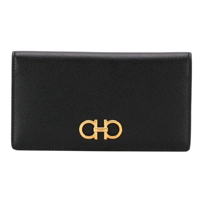 FERRAGAMO Cow Leather Wallet Women's Black-0