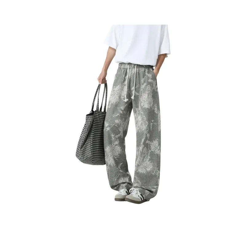 URBAN AUTHENTIC Casual Pants Unisex Pattern Gray-1